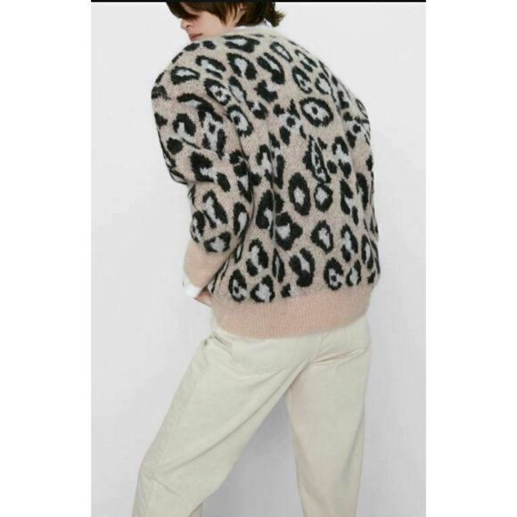 Zara Leopard Oversized Slouch Sweater Crewneck - Picture 12 of 14